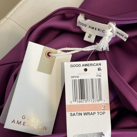 Good American Womens Tops Satin Wrap Top NWT - Picture 4 of 4